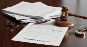 Legal documents and gavel representing the auto accident claims process